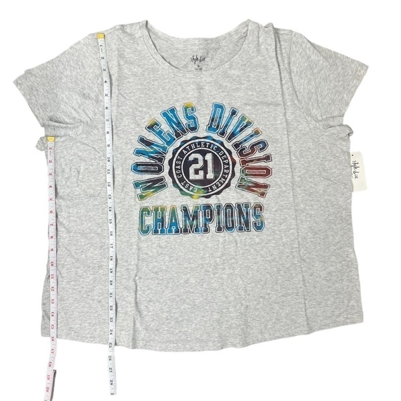 NWT Style & Co Women’s Division Champions Gray T-Shirt - Size 1X - Picture 9 of 10